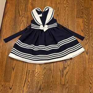 Jessica Ann Navy and White Sailor Dress with Bow